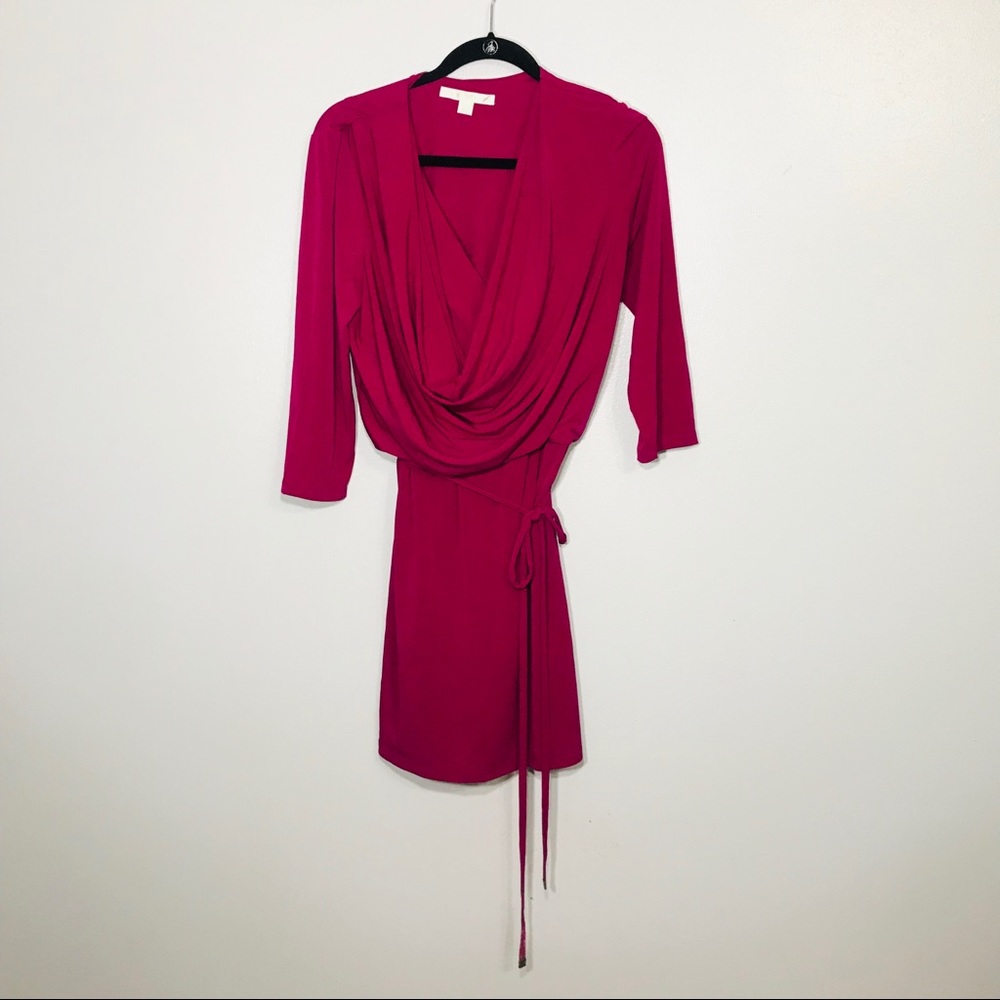 Boston Proper Cowl Neck Mock Wrap Dress.